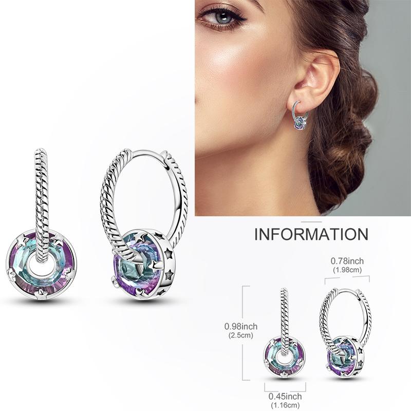 925 Silver Hoop Earring Moon Sun Earring Pendent Zircon Heart Shape Star Eardrop For Women Girl Making Jewelry