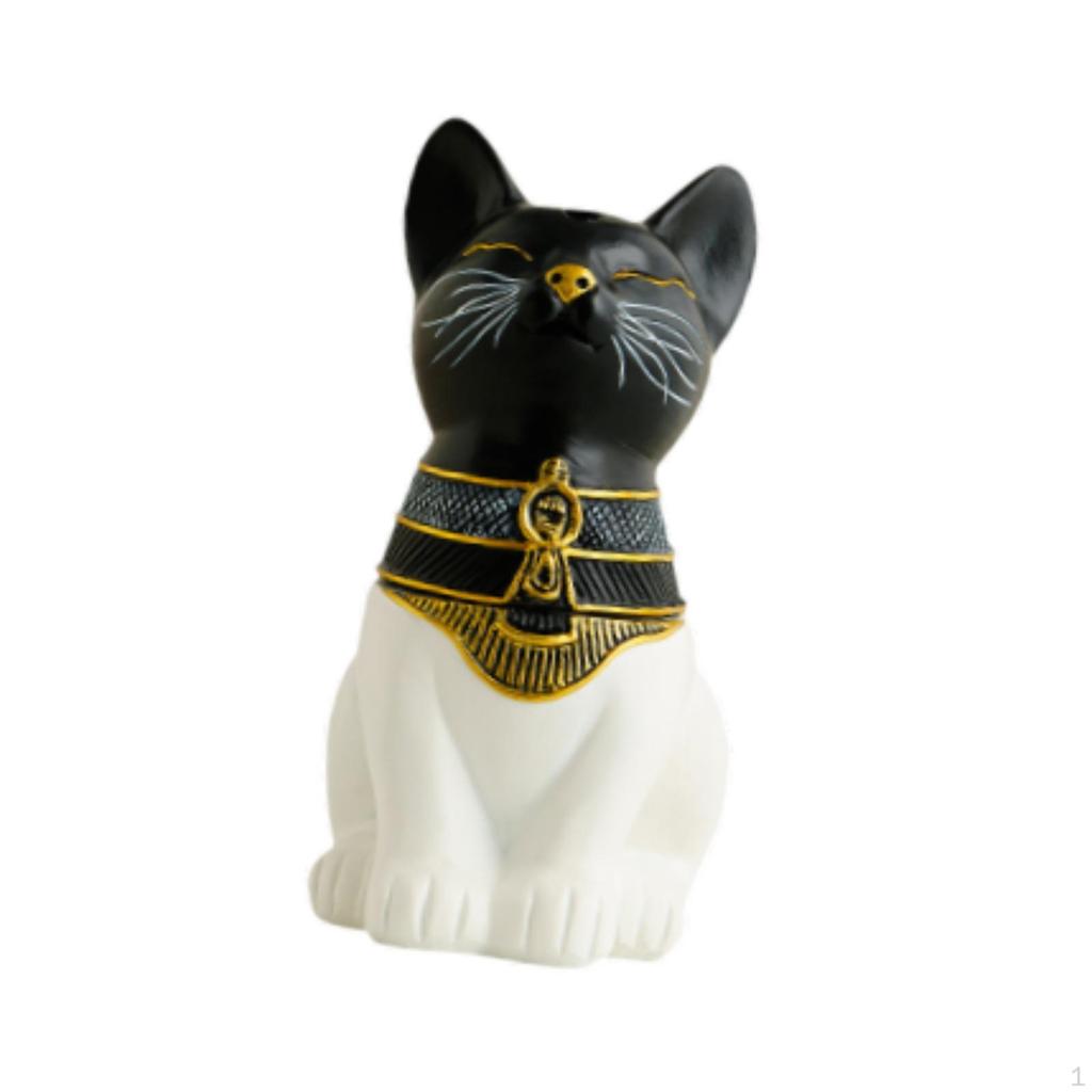 Cat Incense Burner Resin Holder for Farmhouse Meditation Living Room Black