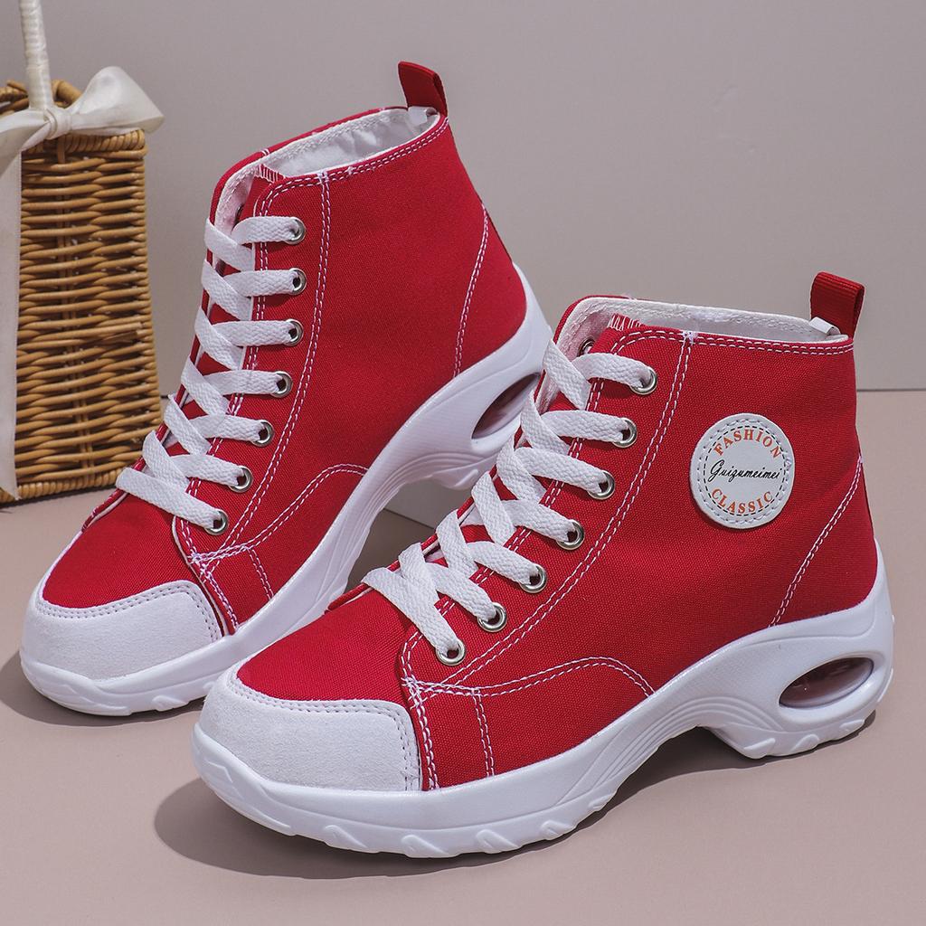 New Fashion Canvas Casual Shoes Lightweight Thick-soled Heightening Dad Shoes Breathable High-top Women's Shoes Versatile Little White Shoes Women