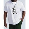 Cartoon Baseball Player Pattern Men's T-shirt For Summer Outdoor, Trendy Graphic Male Clothing, Gift For Men