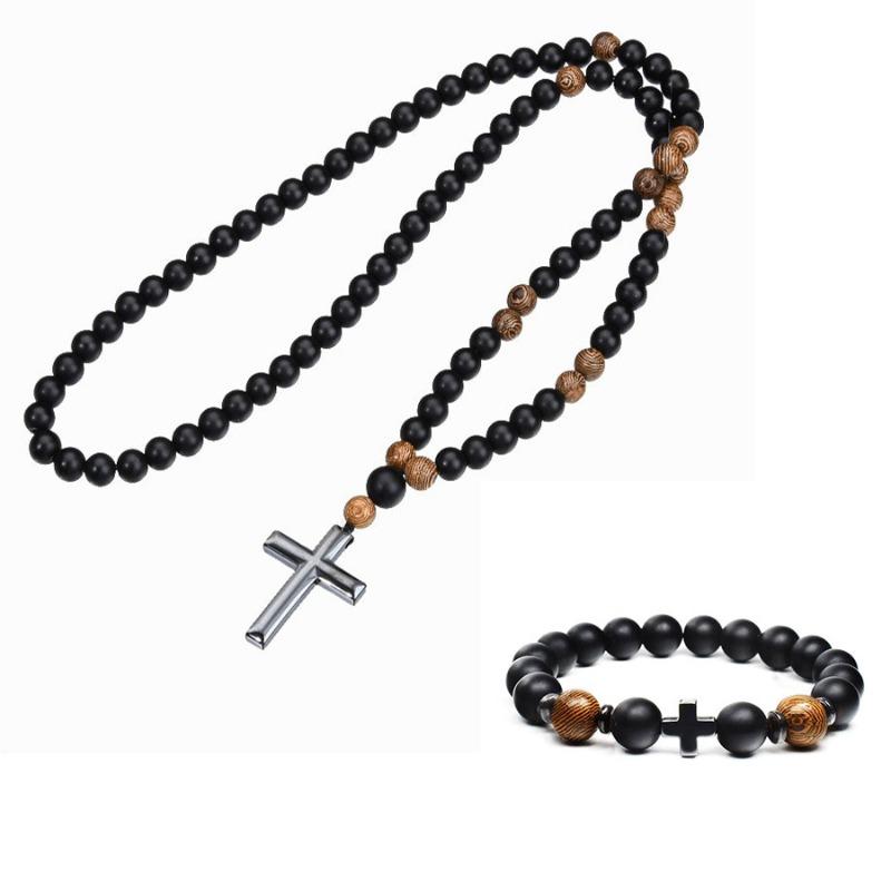 Colier cu Mărgele Ochi de Tigru Pandantiv Cruce Lan Lung cu Mărgele Accesorii pentru Bărbați și Femei Lan pentru Pulover Lan pentru Pulover Lung Toamnă și Iarnă