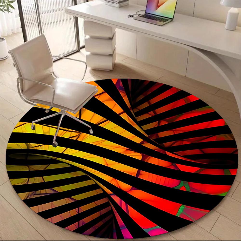 1pc Spiral Abstract Office Round Area Rug, Indoor Mat Suitable ForOffice, Under Office Chairs Bedroom Living Room Home Decor, Room Deco q078