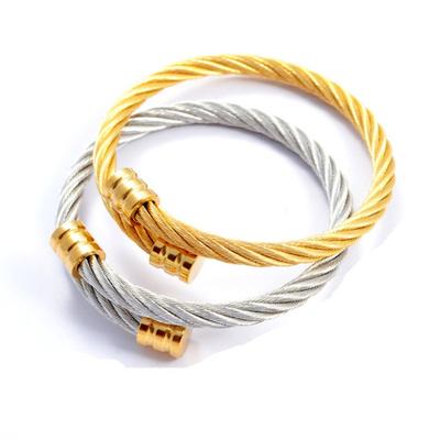 Trendigt och mångsidigt punkstil armband i rostfritt stål för män och kvinnor Dubbellagers ståltråd hamparepsarmband