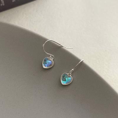 Aurora Colorful Moonstone Love Ear Hook Personality Feminine Temperament Peach Heart Shape Earring Fashion Sense