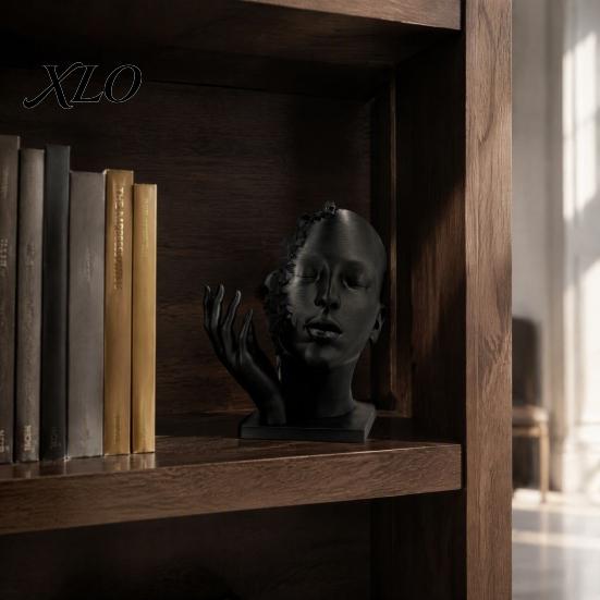 Unique Statue Gift for Art Lovers Abstract Broken Face Sculpture, Nordic Minimalist Plastic Statue, Textured Thick Figurine 3D Printed Deconstructive