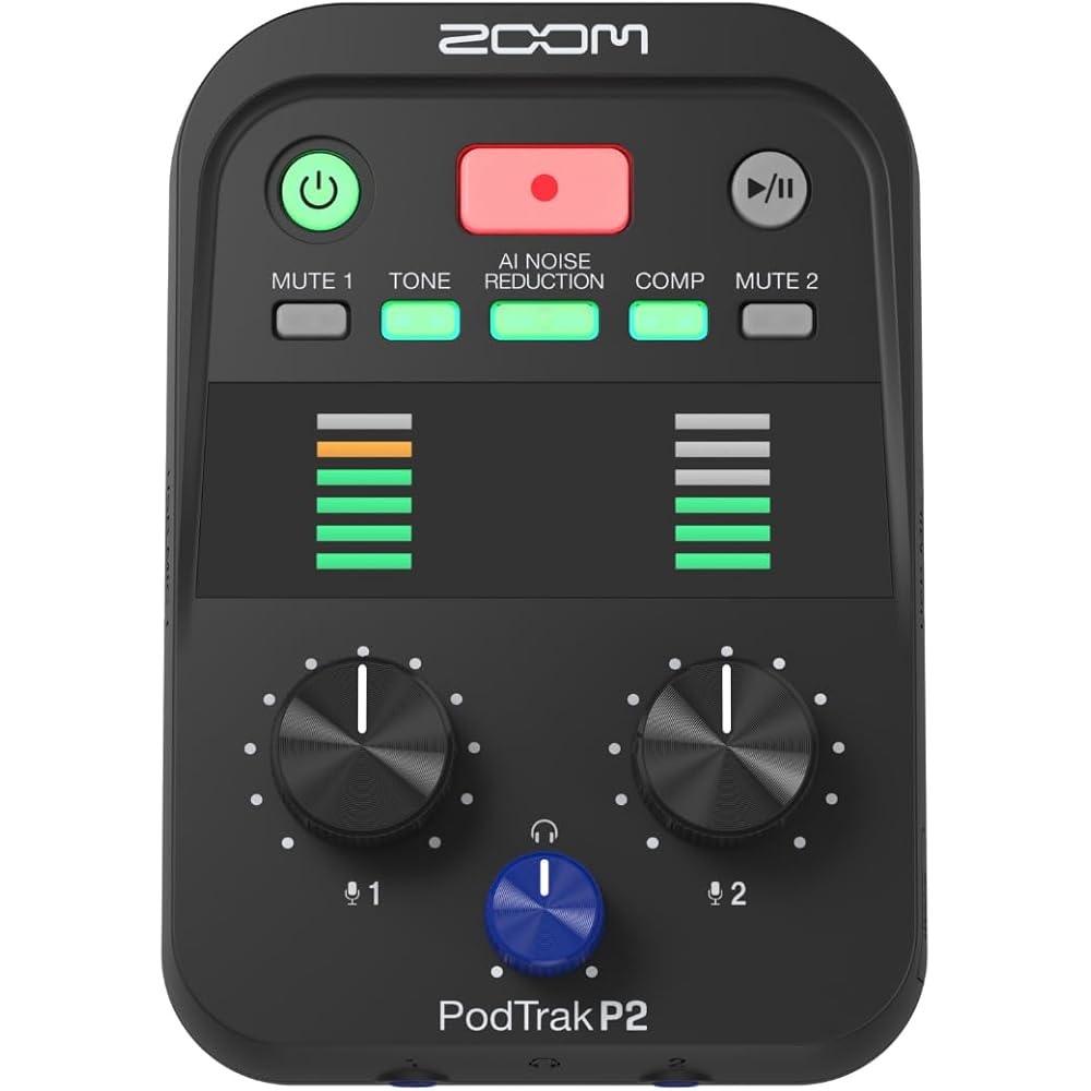 ZOOM Zoom P2 AI Noise Reduction Recorder, Ultra Compact, 226g, USB Microphone Only, Smartphone/PC...