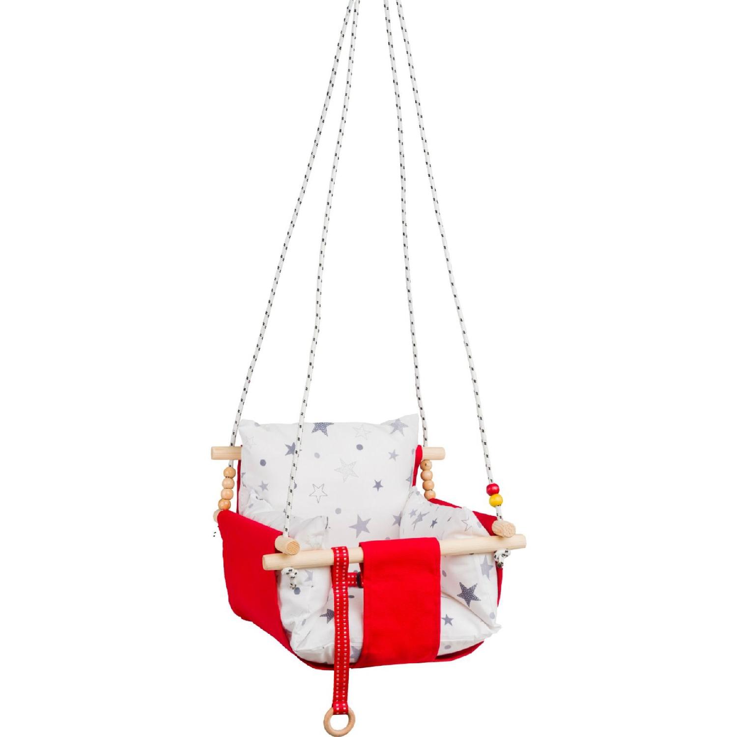 

Safety Belt And Cushion Child Swing Wooden Garden Switching Hammock Ceiling House Switch червоний