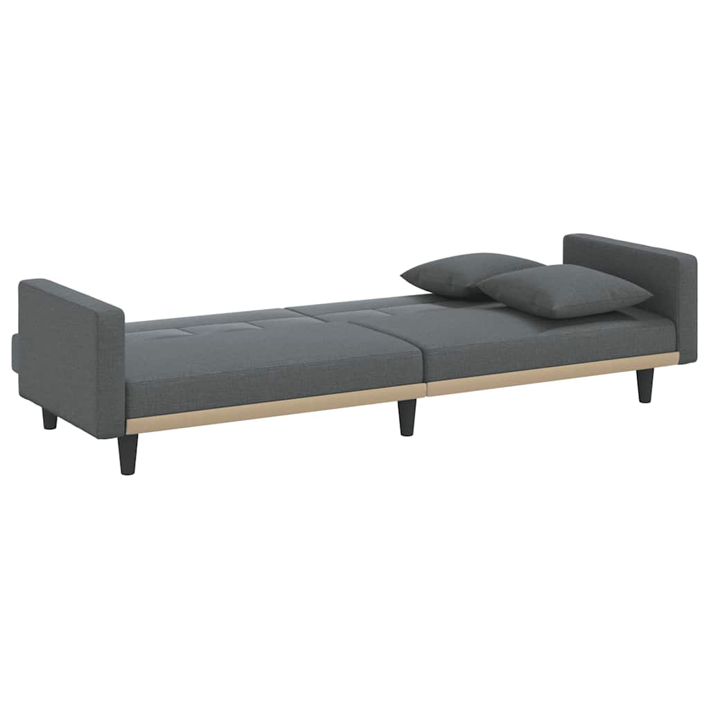 Sofa Bed with Cushions Dark Gray Fabric