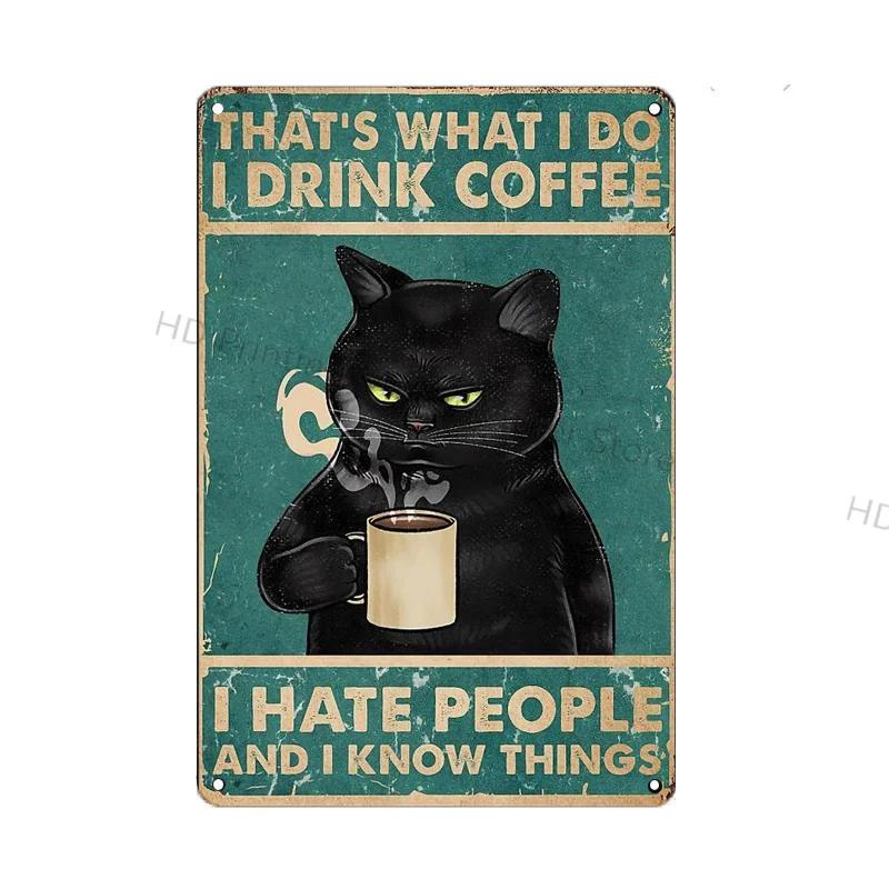 Black Cat Vintage Metal Sign Metal Retro Tin Plaque Poster For Bedroom Living Room Pet Shop Wall Decor Pin Up Funny Cat Plate