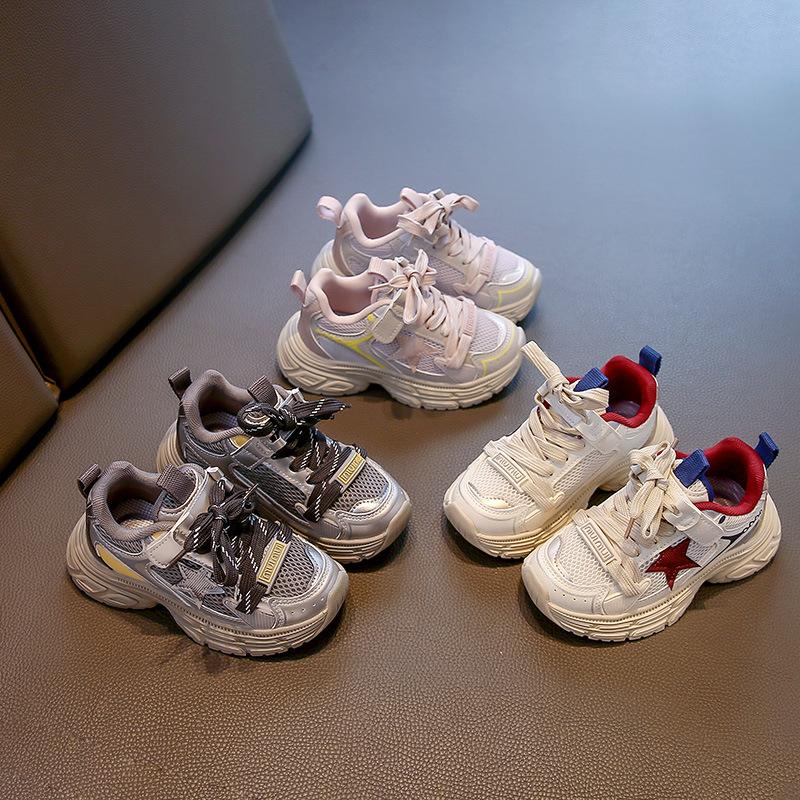 Children's 2025 autumn new soft-soled non-slip sneakers mesh breathable boys and girls dad shoes