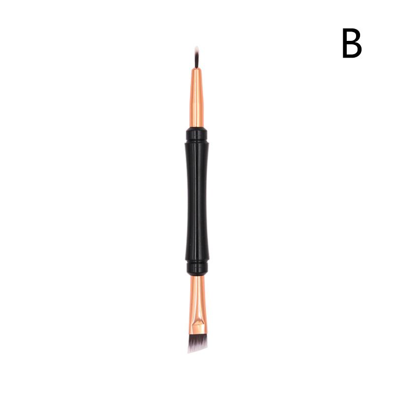 Mini Dual Ended Makeup Brush Angle Eyebrow Eyeshadow Eyeliner Brush With Dust-proof Cover Contouring Eyes Cosmetic
