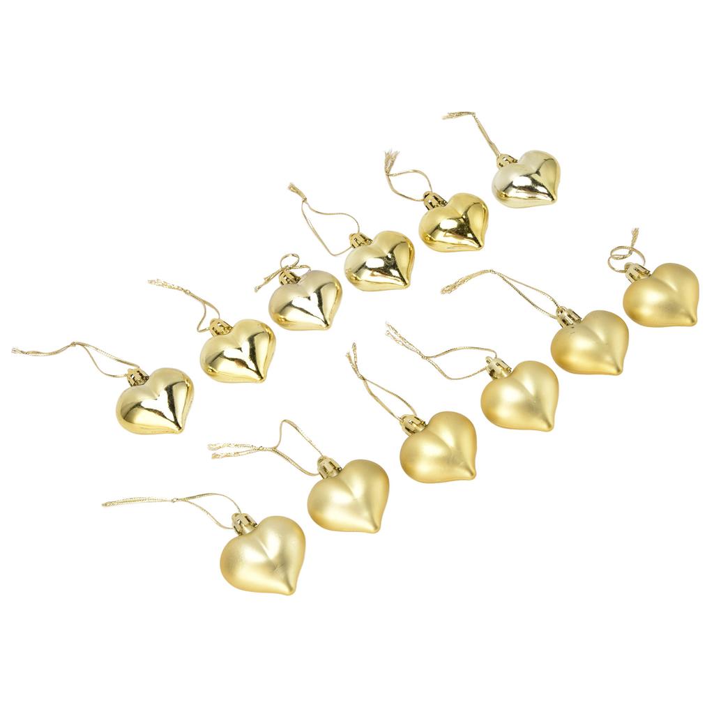 12pcs Christmas Ornament Heart Shape PVC Christmas Tree Hanging Decorations for Valentine"s Day