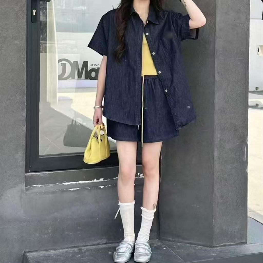 Γυναικείο Ρετρό Καλοκαίρι 2025 Μικρό Σετ Τριών Τεμαχίων Τζιν Σορτς - Στυλάτο, Μοντέρνο και Ελαφρύ