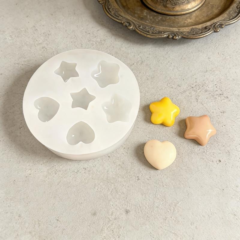 Practical Pendant Molds Star and Heart Shape Handmade Ornament Moulds Silicone Texture for Clay Wax and Resin Crafting