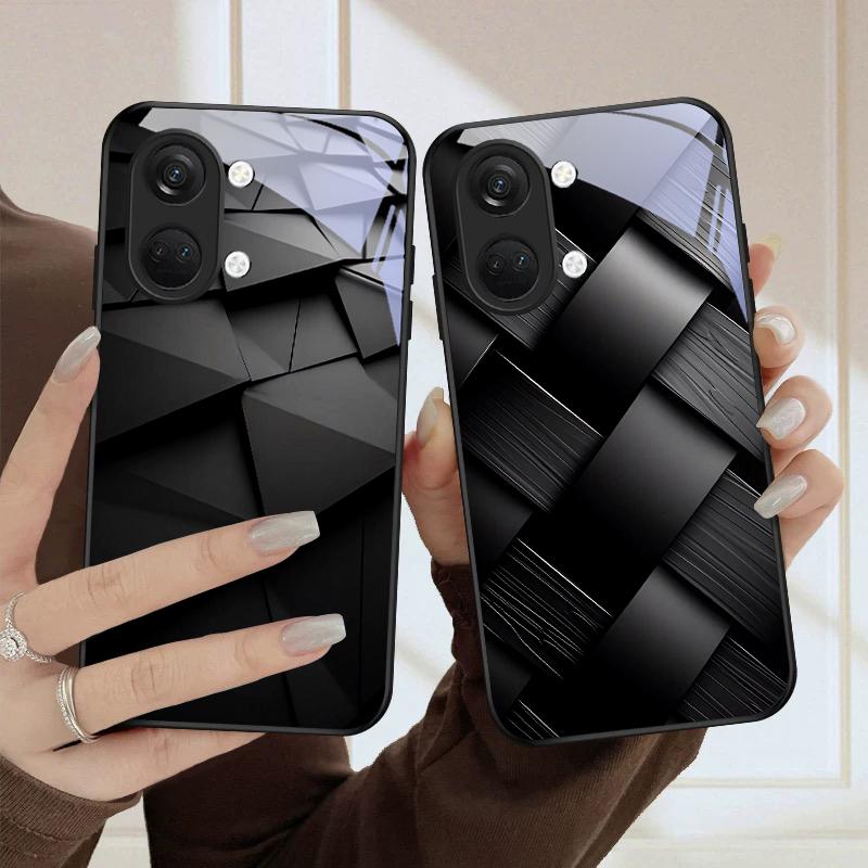 Dark geometric texture For OnePlus Nord CE 2T 2 3 Lite N20 N30 6T 7 7T 8 8T 9 10 Pro 11R 12R 13R Ace 2V 5 Pro Glass Phone Case