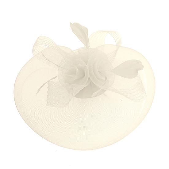 

Women Fascinator Hat Elegant Feather Veil Mesh Retro Lightweight Costume Accessories Pure Color Women Wedding Bridal Hat for Party бежевий