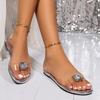 Ciabatte Piatte da Donna con Perline Strass, Design Interno Rialzante, Calzature Casual da Esterno per Spiaggia Slip-On