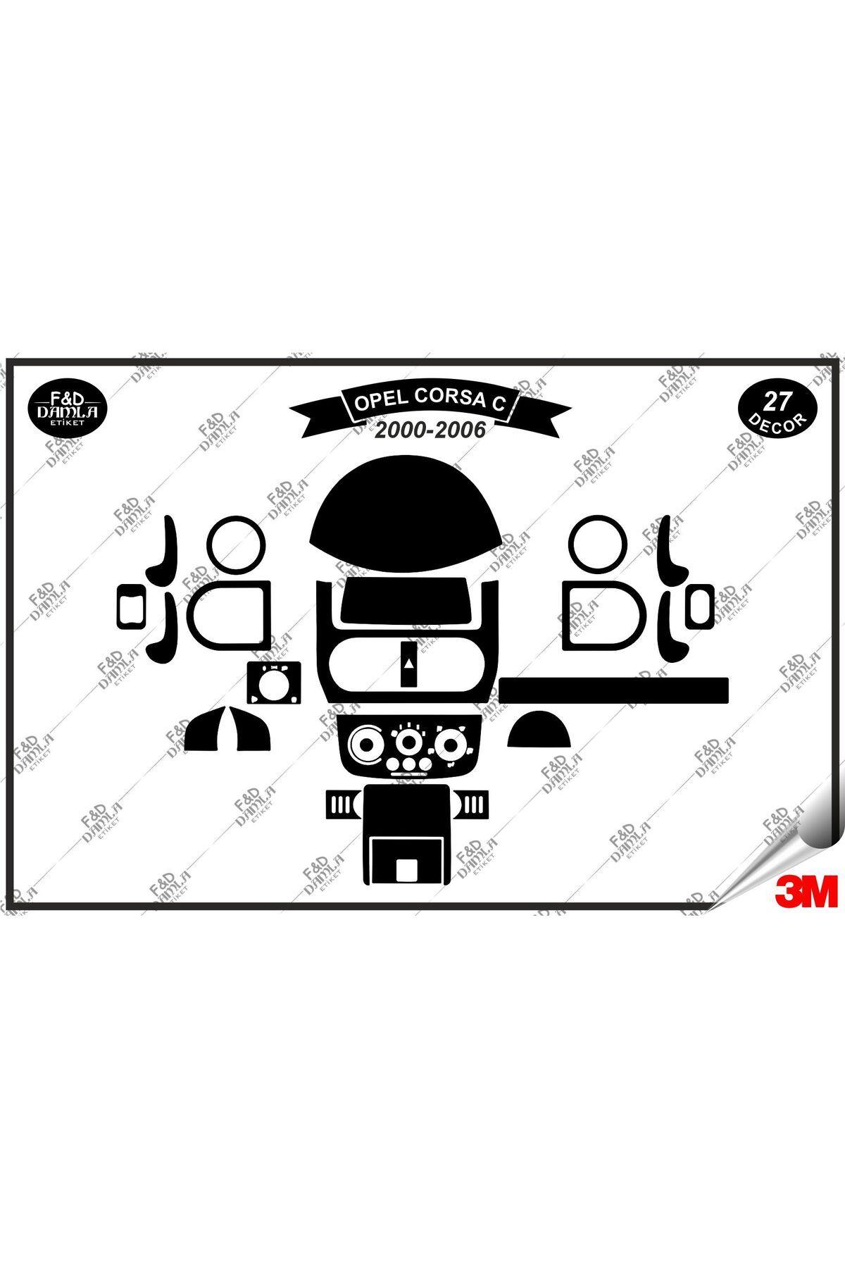 

Opel Corsa C 2000-2006 Torpido Konsol Trim Göğüs Maun Kaplama Set 27 Parça Siyah