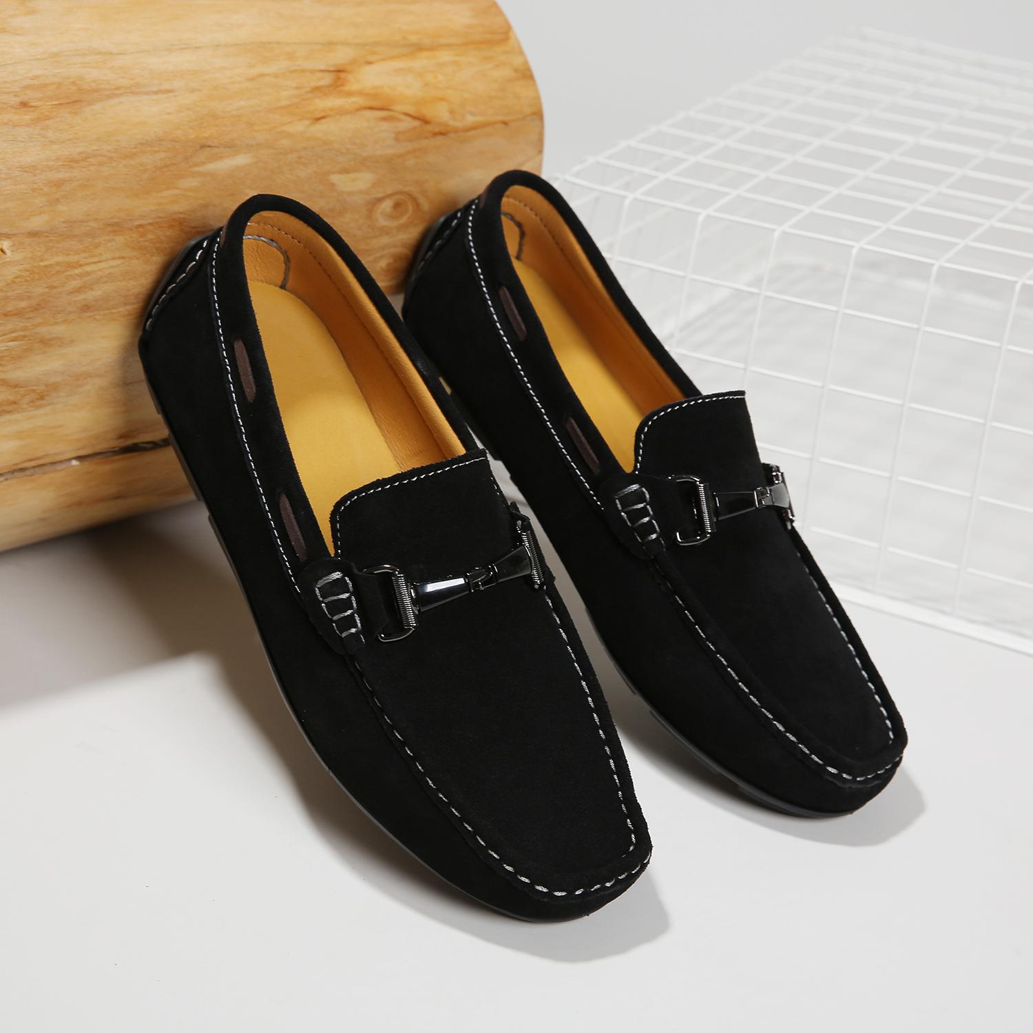 

2025 Новые лоферы из мягкой замши, мужские туфли на мягкой подошве, повседневные слипоны, мужские тренды, офисные деловые кожаные туфли 46