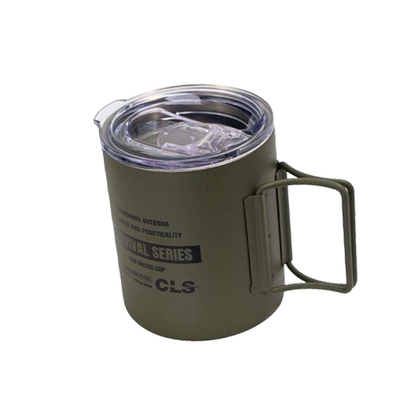 Camping Cup Insulated Rustproof Coffee Mug Stainless Steel Camping Mug for Outdoor Backpacking Touring Trips Hiking Travelling зелёный