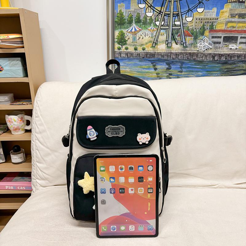 Color Block Campus Schoolbag Student Large Capacity Lightweight Backpack for Girls