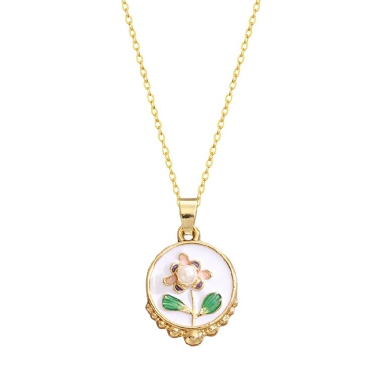 Elegant Oil Painting Bivalve Charm Necklace 10 Multicolored Artistic Designs Thin Metal Mixture Fashion Addition