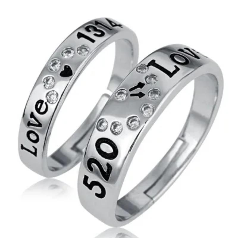 Fashion Exquisite Silver Color Pair Rings for Women Men Adjustable Couple Engagement Wedding Gift Jewelry Accessoires