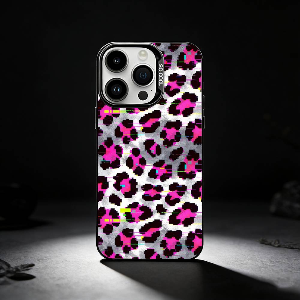 leopard print Phone Case For iPhone 17,16,15,14,13,12,11 Plus,Pro Max,XS,Colored silver phone case iPhone14