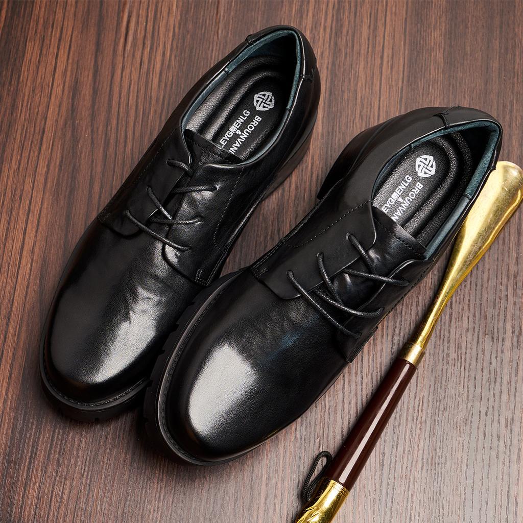 Bowei Men'S Business Leather Shoes Fashion Casual Soft Sole Sleeve Men'S Shoes Leather Comfortable Dress Shoes