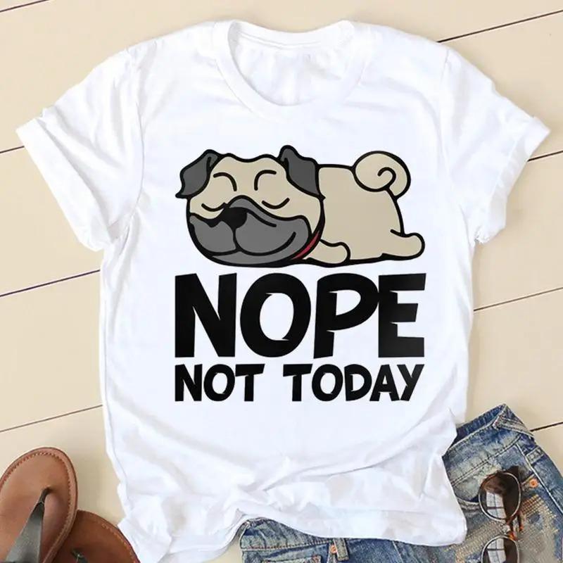 Sweet Love Pug Streetwear White Fashion Women T-Shirts Harajuku Kawaii Clothes Short Sleeve Summer Tee Casual Female Tops O-Neck