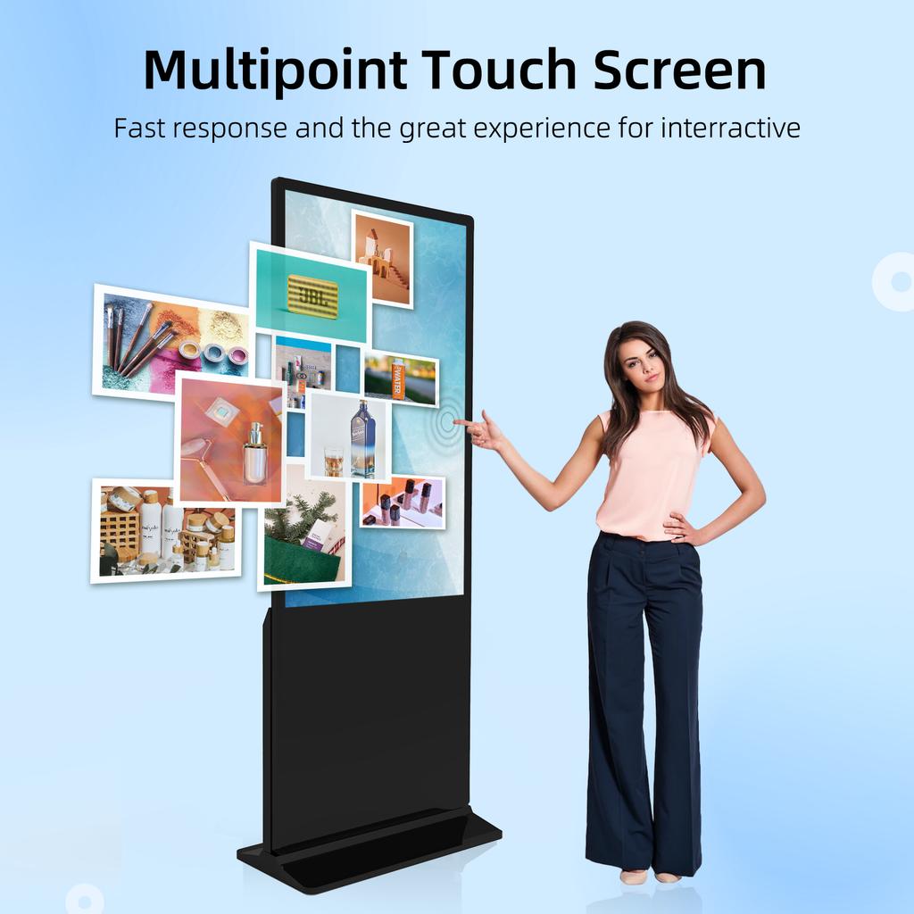 MWE USA Warehouse Digital Signage 65 Inch Floor Standing Touch Screen Advertisement Indoor Custom LCD Digital Display for Ads
