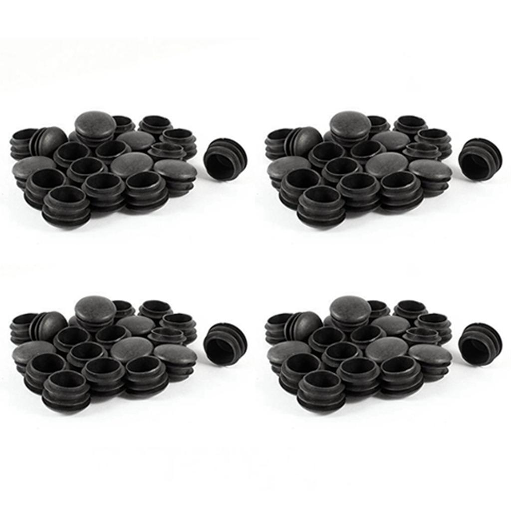 ABWR-80 Pcs Black Plastic 25Mm Dia Blanking End Caps Round Tube Insert