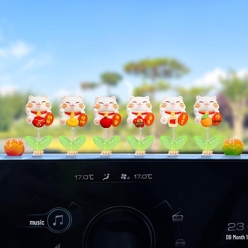 Cute Swinging Good Luck Cat Ornament for Car Screen or Console