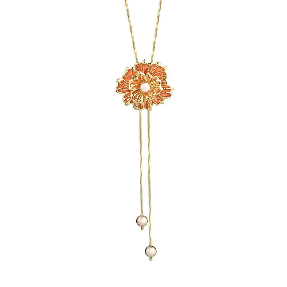 Flower Trendy Rose Sweater Chain Necklace For Women With Hollow Floral Accents And Charm