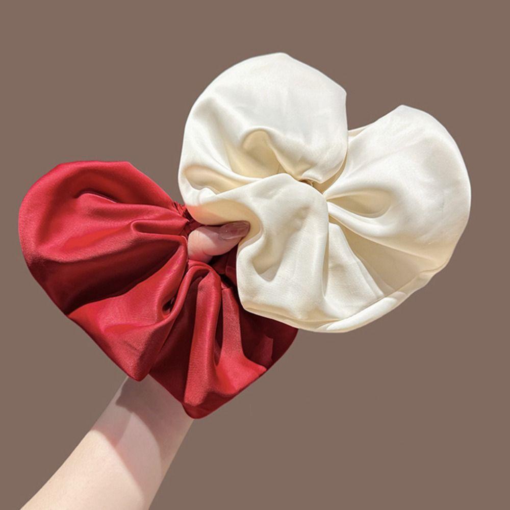 Love Large Satin Hair Scrunchies Heart Shape Ponytail Elastic Rubber Band  Ladies