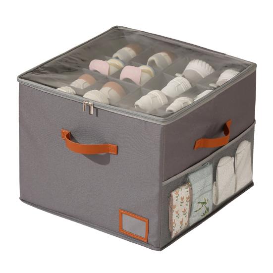 Foldable Shoe Storage Box Dustproof Shoe Organizer with Clear Lid 16 Compartments Shoe Storage Bin