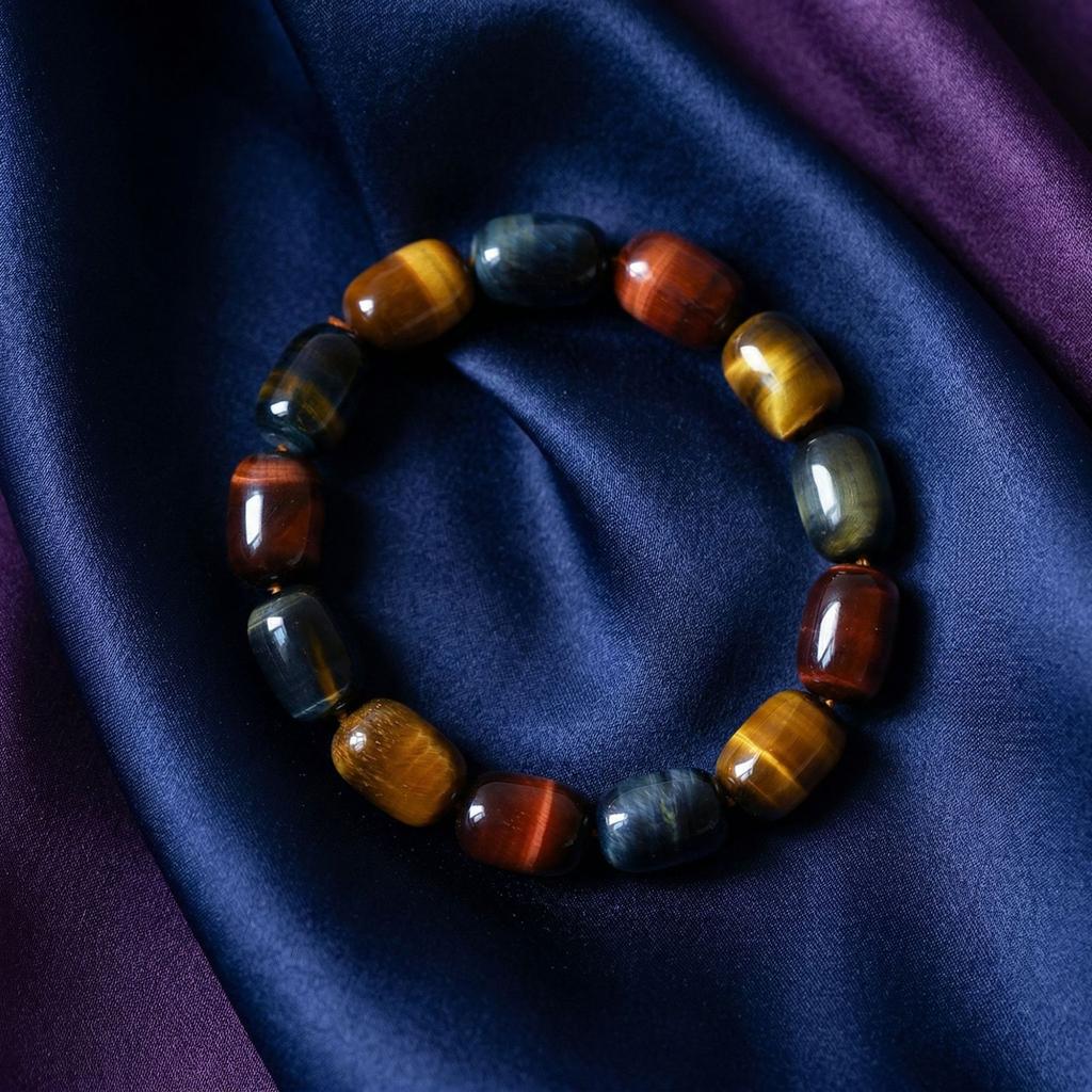 Natural Yellow Tiger Eye, Red Tiger Eye, Blue Tiger Eye Stone Barrel Beads, Multi-color Bracelet for Men and Women, Crystal Tiger Eye Stone Jewelry