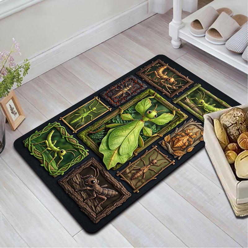 Insect Collection Pattern Rug Floor Mat for Living Room or Bedroom Soft and Comfortable Carpet a Gift for Birthday and Holiday.