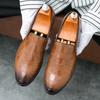 New Men's Fashion Black Brown Slip On Leather Shoes Male Loafers Wedding Prom Homecoming Footwear Zapatos Hombre