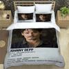 Johnny Depp Pattern Quilt Cover With Pillowcases 3D Digital Printed Bedding Set Twin Full Queen King Gift