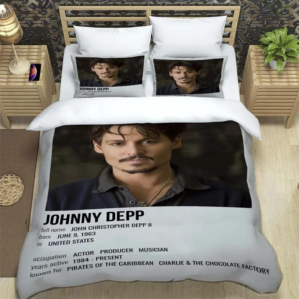 Johnny Depp Pattern Quilt Cover With Pillowcases 3D Digital Printed Bedding Set Twin Full Queen King Gift