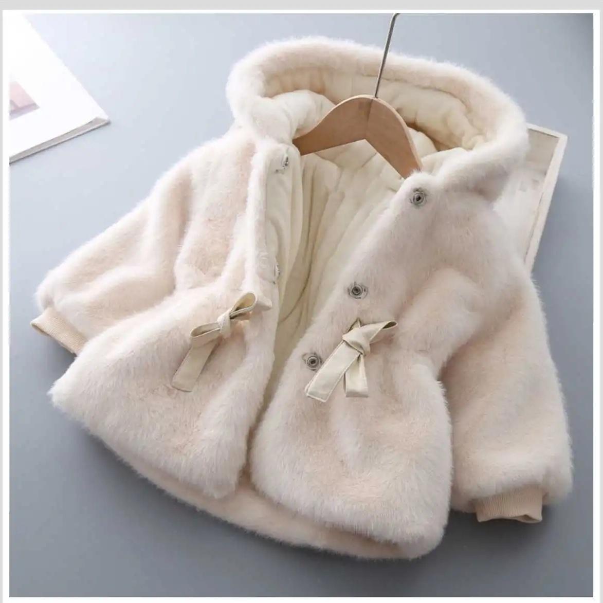 

Зимове пальто для дівчинки Супер тепле на підкладці з норки Потовщене З довгим рукавом З капюшоном Пальто для малюків Дитяча куртка Плюшевий верхній одяг 90