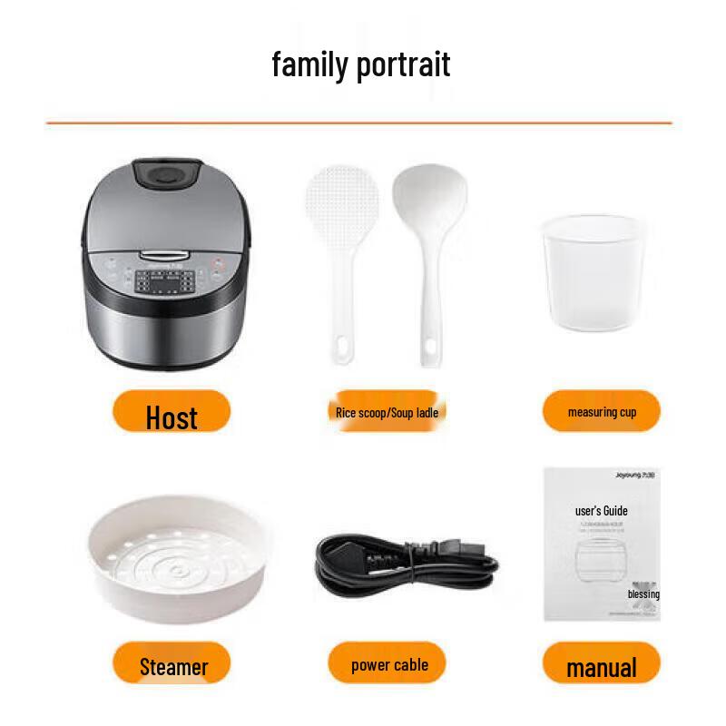 Joyoung Smart 4L Electric Rice Cooker with Detachable Lid CN plug (adapter included)