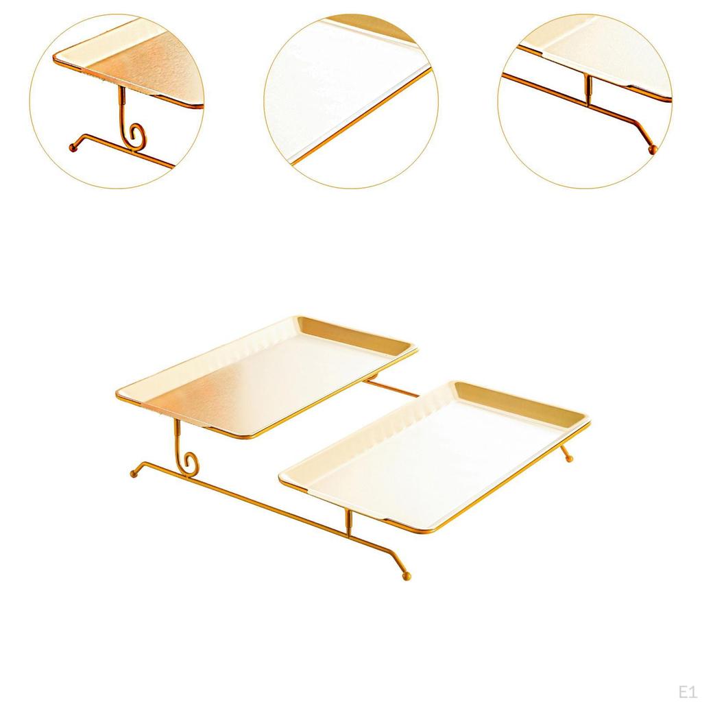 Fruit Plate Ornament Countertop Iron Two Layer Candy Tray Multifunctional Organizer Platter for