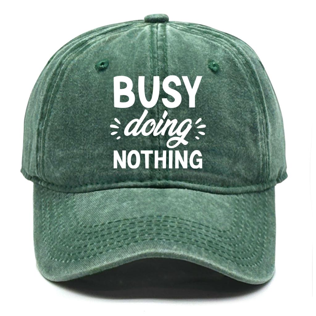 Busy Doing Nothing Unisex Snapback Baseball Hat Caps For Woman Washed Retro Adjustable Baseball Cap Perfect For Street Wear