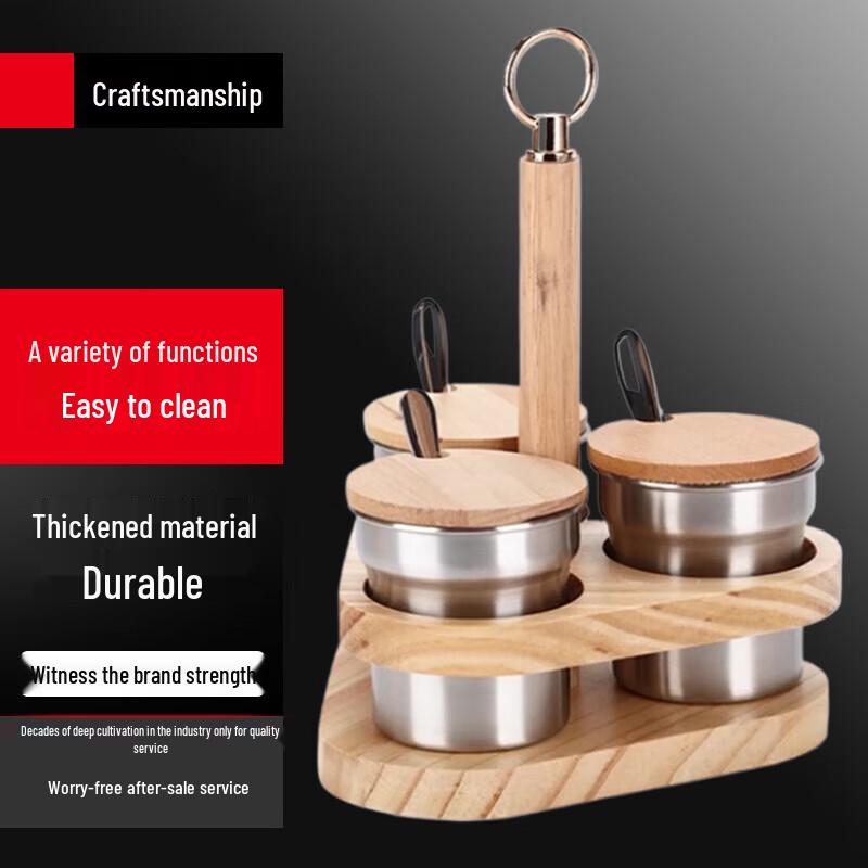 

Modern Triangular Wooden Condiment Jar Set