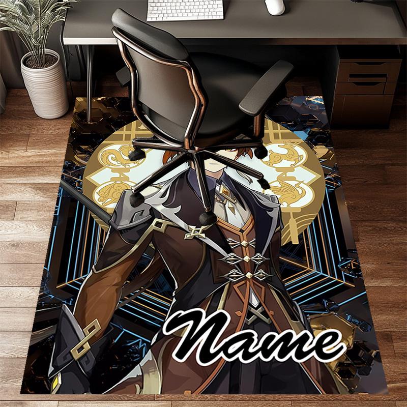 Custom Genshin Impact Mat Personalized Name, Polyester Washable Indoor Entryway Rug, Gift for Christmas, Easter, Thanksgiving Day