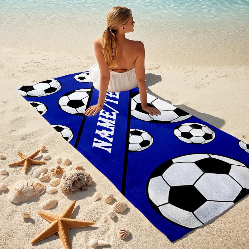 1PC Custom Name Soccer Ball Beach Towel Highly Absorbent And Sand-Resistant Towel for Swimming, Pool, Yoga, And Travel Lightweight