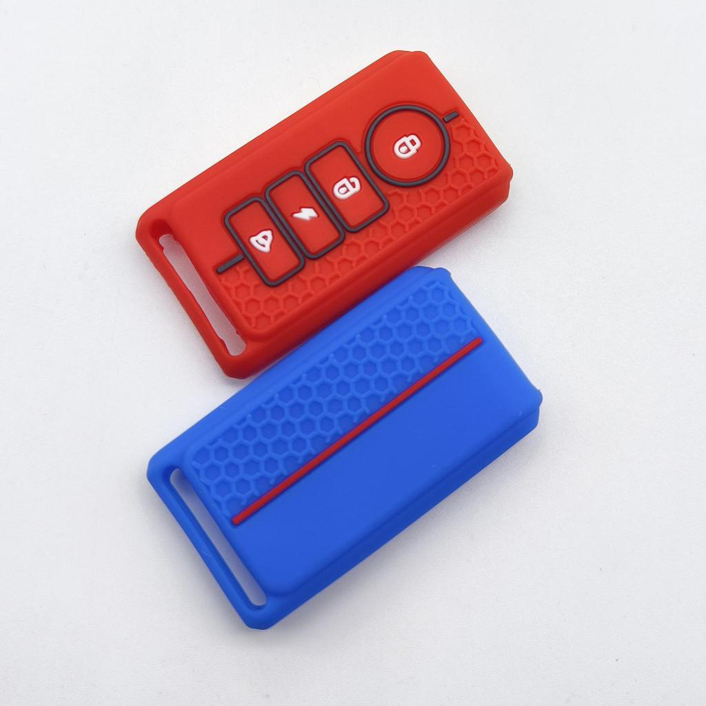 Electric Vehicle Key Cover: Soft Silicone 4-Button Anti-Theft Alarm Protector for Motorcycle.