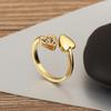 Nidin New Arrival Romantic Heart Design Zircon Opening Adjustable Rings For Female Male Couples Finger Jewelry Daily Party Gifts